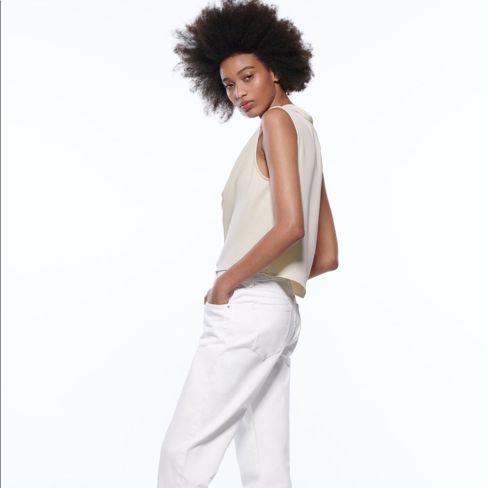 Zara Ecru Flowy Neckline Top - Picture 4 of 7